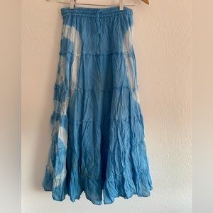 Pink Apple Blue Boho Maxi Skirt
